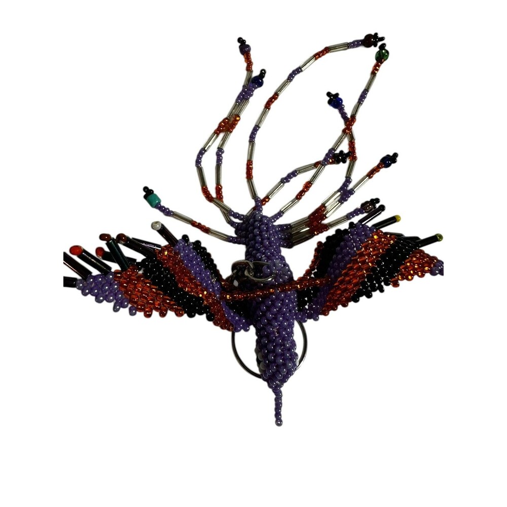 Beautiful Hummingbird Beaded Keychain Multicolor Purple - Picture 4 of 5